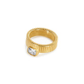 Anel Capri Cristal Banhado em Ouro 18k