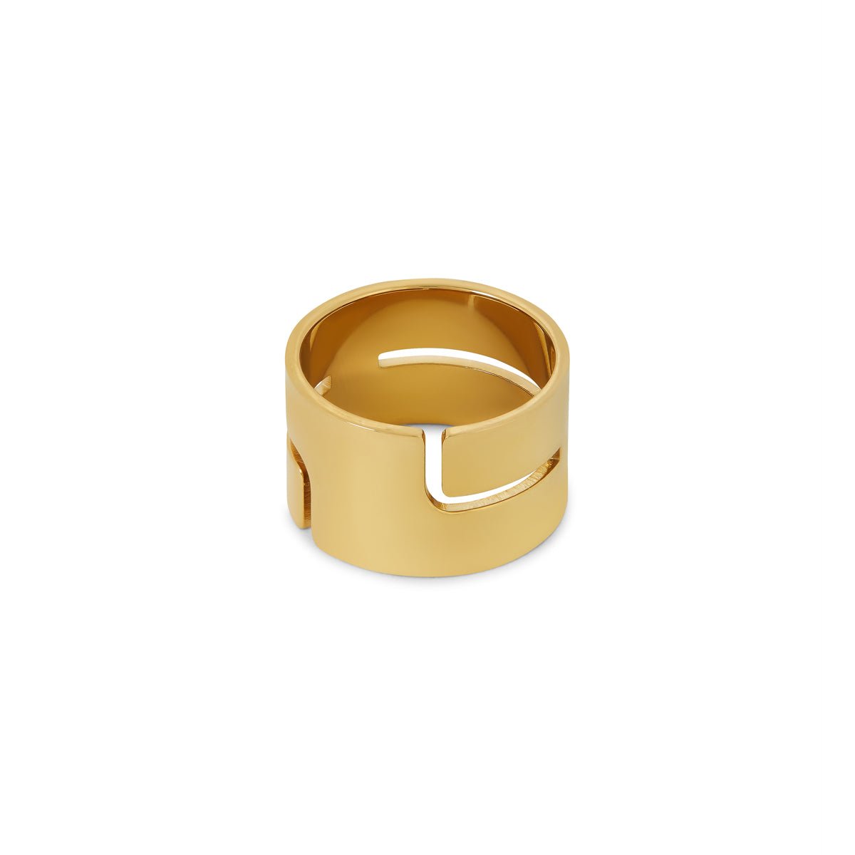 Anel Hi-lo Chunky Banhado em Ouro 18K