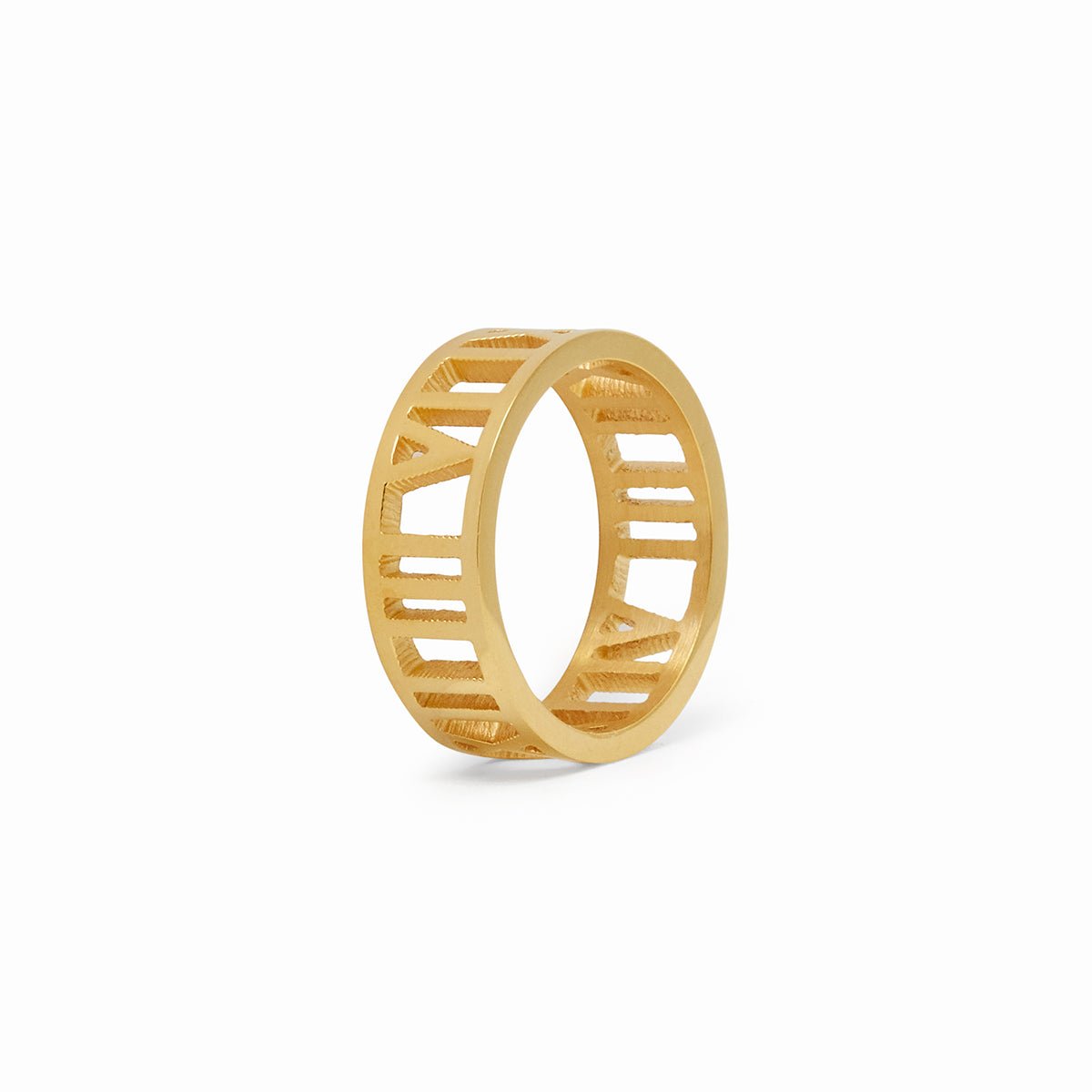 Anel Numeral Romanos Banhado em Ouro 18K