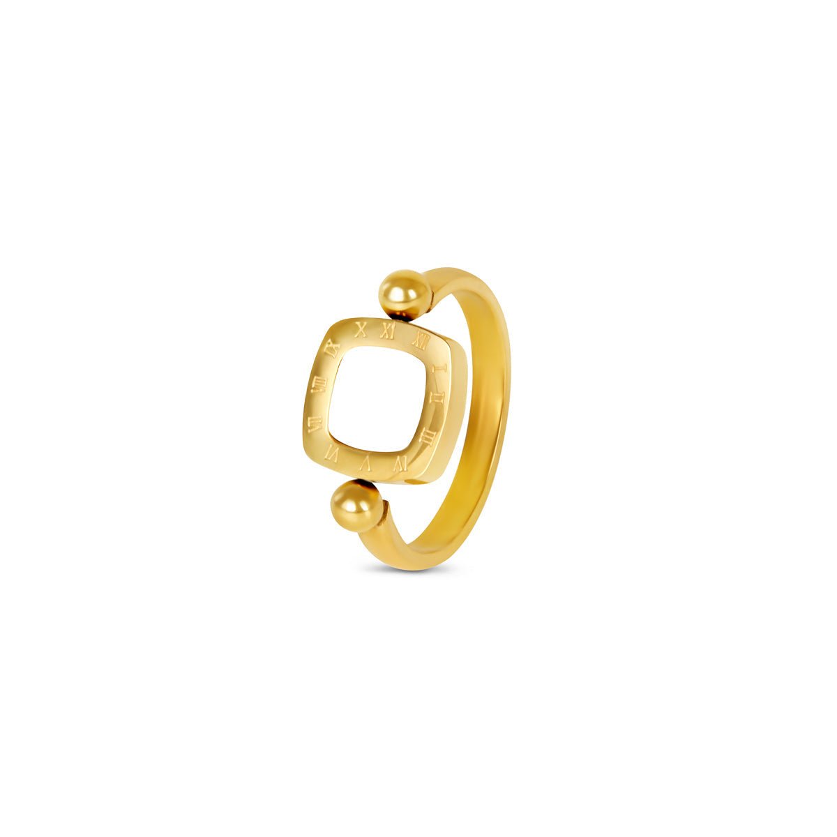 Anel Square Charm Giratório Banhado em Ouro 18k