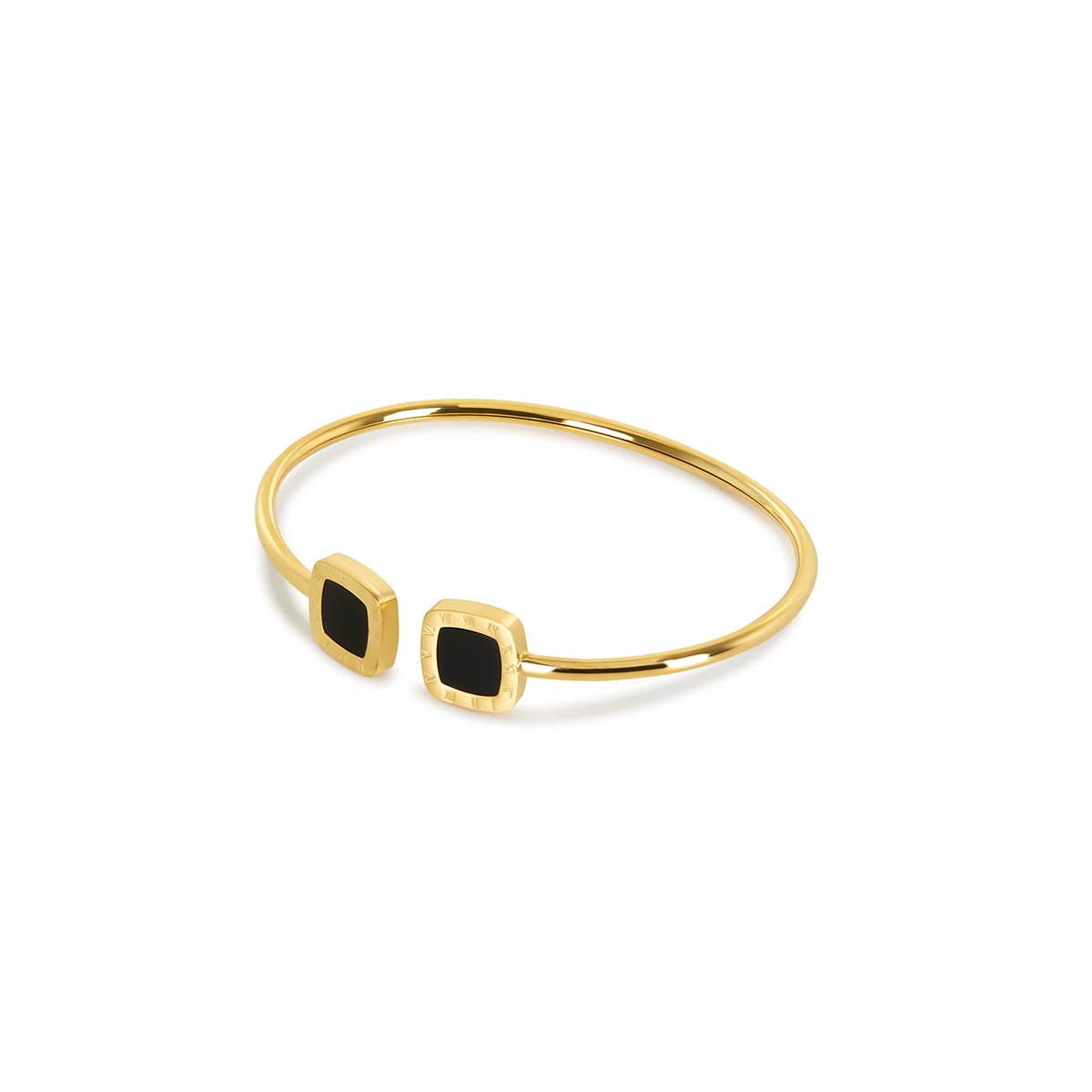 Bracelete Bella Ônix Banhado em Ouro 18k