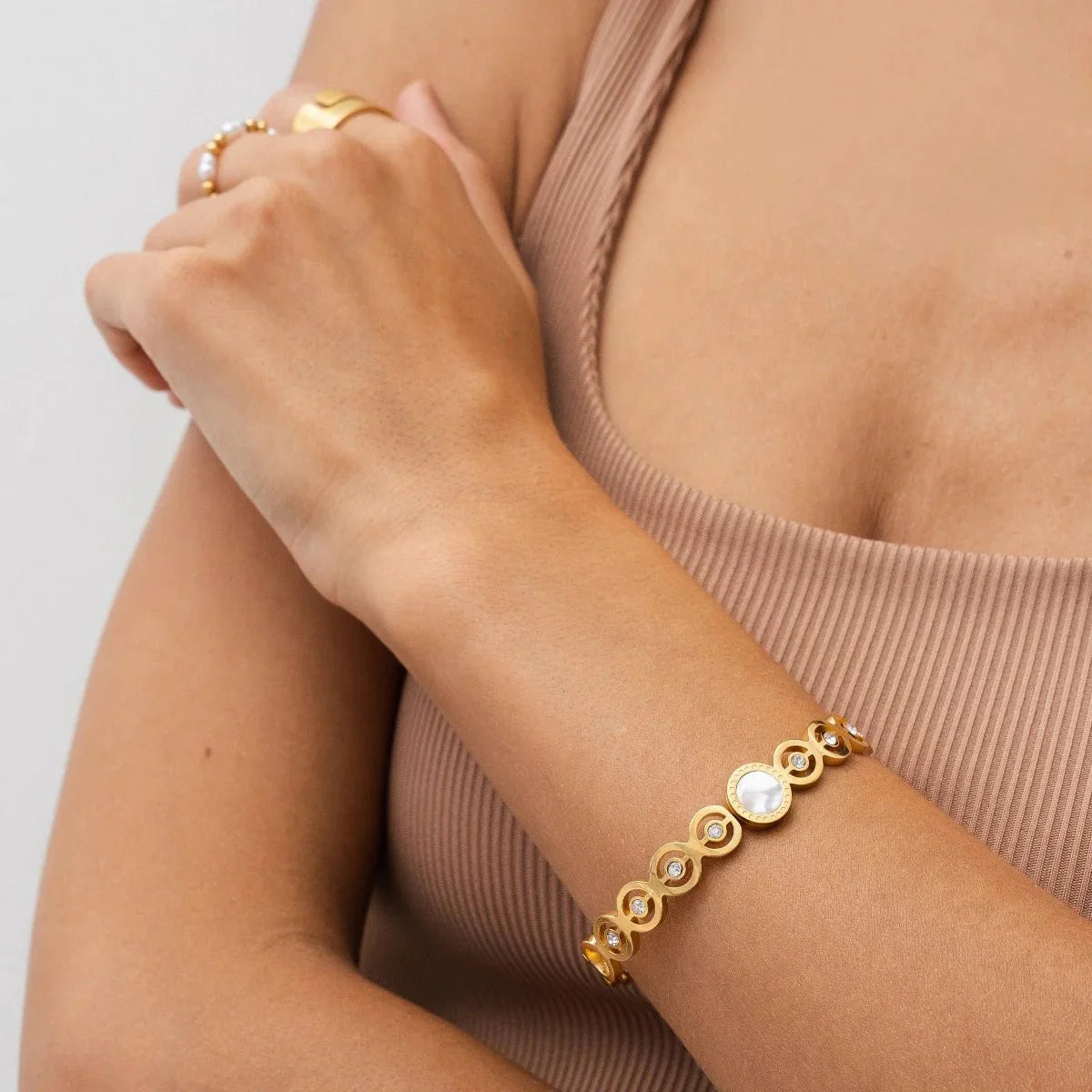 Bracelete Olivia Pedra Zircônia Banhado em Ouro 18k