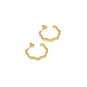 Brinco Argola Wavy Texture Banhado em Ouro 18k